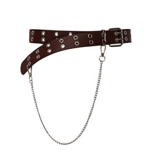 Load image into Gallery viewer, Vintage Women Punk Chain Belt Black Eyelet Leather Belt Buckle Waist Jeans Belts