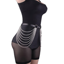 Load image into Gallery viewer, Gothic Punk Women Leather Chain Belt Black Belt Belt Adjustable Full Body Belt Harajuku Dance Belt