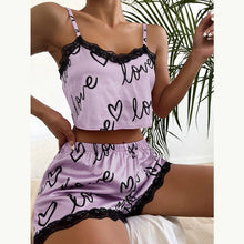 Load image into Gallery viewer, Sexy Floral Pajama Set Women's 2 Pieces Sleepwear Pyjamas Silk Satin Cami Top and Shorts Pajamas Summer Pajamas Set for Women