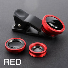 Load image into Gallery viewer, 3in1 Fish Eye Lens 0.67X Wide Angle Zoom Fisheye Macro Lenses Camera Kits With Clip Universally Lens For iPhone 13 Xiaomi Huawei