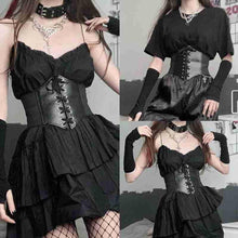 Load image into Gallery viewer, 1Pcs Gothic Dark Lace Up Female Waist Corset Belt Wide PU Leather Belts Women Fashion Slimming Waistband Adjustable Dress Girdle