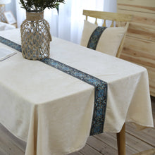Load image into Gallery viewer, Embroidered Tablecloth Blue Double-Sided Velvet Lace Rectangular Tablecloth