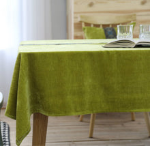 Load image into Gallery viewer, Embroidered Tablecloth Green Double-Sided Velvet Lace Rectangular Tablecloth