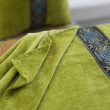 Load image into Gallery viewer, Embroidered Tablecloth Green Double-Sided Velvet Lace Rectangular Tablecloth