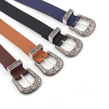 Load image into Gallery viewer, Women's Retro Pin Buckle Belt Vintage Carved PU Leather Gothic Casual Fashion All-Match Belt Dress Waistband Luxury