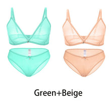 Load image into Gallery viewer, Varsbaby Sexy Ladies See-through Plus Size Bra Low Waist Panties 2Pcs
