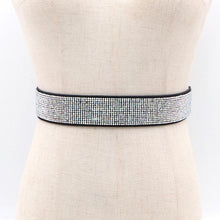 Load image into Gallery viewer, Women Waist Belt Fashion Rhinestone Inlaid Elastic Shiny Female Dresses Coat Shirt Wide Waistband
