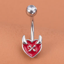 Load image into Gallery viewer, 14G Belly Ring Stainless Steel Devil Heart Horn Cross Navel Jewelry Sexy Body Piercing Gift