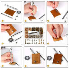 Load image into Gallery viewer, 480 Pcs Metal Double Cap Rivets Studs Round Rivet for DIY Leather Craft Bag Belt Clothing Garment Shoes Pet Collar Fixing Tools