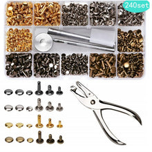 Load image into Gallery viewer, 480 Pcs Metal Double Cap Rivets Studs Round Rivet for DIY Leather Craft Bag Belt Clothing Garment Shoes Pet Collar Fixing Tools
