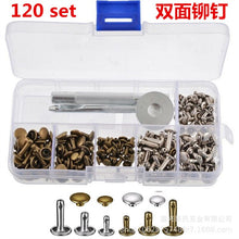 Load image into Gallery viewer, 480 Pcs Metal Double Cap Rivets Studs Round Rivet for DIY Leather Craft Bag Belt Clothing Garment Shoes Pet Collar Fixing Tools