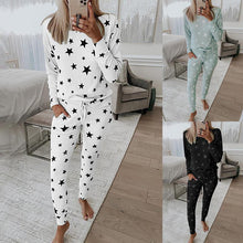 Load image into Gallery viewer, Fashion Star Pattern Long Sleeve Top Pants Women's Home Sleepwear Pajamas Set