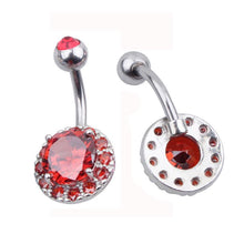 Load image into Gallery viewer, Navel Ring Round Zircon Belly Button Ring Body Piercing Jewelry 316L Stainless Steel Navel Ring