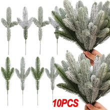 Load image into Gallery viewer, 5/10PCS Artificial Pine Branches Christmas Tree Ornament Desktop Living Room Home DIY Wreath Gift Box Decorations New Year Gifts
