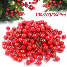 Load image into Gallery viewer, 100-300Pcs Pearl Stamens Artificial Flower Small Berries Cherry For Wedding Party Gift Box Christmas DIY Wreath Home Decorations