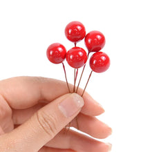 Load image into Gallery viewer, 100-300Pcs Pearl Stamens Artificial Flower Small Berries Cherry For Wedding Party Gift Box Christmas DIY Wreath Home Decorations