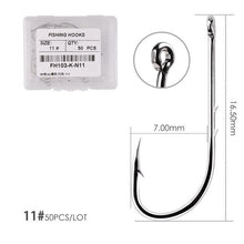 Load image into Gallery viewer, Fishhook 50pcs/ Box Long Shank Fishing Hook 1#-10# Fish Hooks High Carbon Steel Sharp Barbed Offset Narrow Bait Hook Fishhook