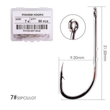 Load image into Gallery viewer, Fishhook 50pcs/ Box Long Shank Fishing Hook 1#-10# Fish Hooks High Carbon Steel Sharp Barbed Offset Narrow Bait Hook Fishhook