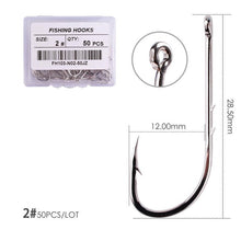 Load image into Gallery viewer, Fishhook 50pcs/ Box Long Shank Fishing Hook 1#-10# Fish Hooks High Carbon Steel Sharp Barbed Offset Narrow Bait Hook Fishhook
