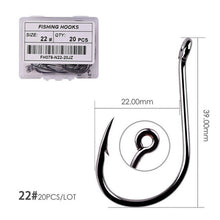 Load image into Gallery viewer, Fishhook 50pcs / 20pcs / Box Circle Carp Eyed Fishing Hook Size 2-22# Ring eye Japan Fishhooks Fishing Hooks Single Jig Fish Hook Tackle