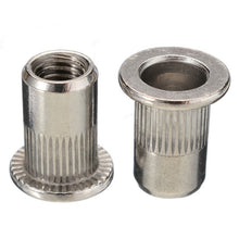 Load image into Gallery viewer, 50Pcs Rivet Nut M3-M10 Thread Stainless Steel Flat Head Rivet Nut Insert Nut Hand Rivet Nut Gun Head Manual Riveter Tool Kit