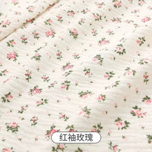 Load image into Gallery viewer, 50X135cm Soft Floral Pajamas Nightdress Cotton Gauze Fabric Rose Printed Crepe Cotton Long-sleeved Ins Style Homewear Fabric