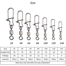 Load image into Gallery viewer, Fishhook 50pcs Fishing Accessories Eight-ring Connector Stainless Steel Snap Fishhook Swivels Tackle for Hooks Fishing 2/4/6/8/10/12/14#