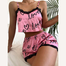 Load image into Gallery viewer, Sexy Floral Pajama Set Women's 2 Pieces Sleepwear Pyjamas Silk Satin Cami Top and Shorts Pajamas Summer Pajamas Set for Women