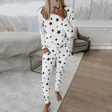 Load image into Gallery viewer, Fashion Star Pattern Long Sleeve Top Pants Women's Home Sleepwear Pajamas Set
