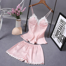 Load image into Gallery viewer, Woman Sexy Lace Pajamas Nightdress Shorts Twinset Sleepwear