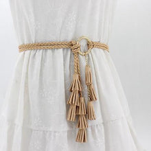 Load image into Gallery viewer, Fashion Women Solid Color Braided Tassel Belt Boho Girls Thin Waist Rope Knit Belts for Dress Waistbands Accessories