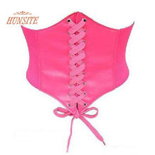 Load image into Gallery viewer, Fashion Women Faux Leather Wide Waist Waistband Belt Corset Elastic Waspie