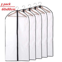 Load image into Gallery viewer, 5pcs/set Transparent Clothing Covers Garment Suit Dress Jacket Clothes Coat Dustproof Cover Protector Travel Bag Dust Cover