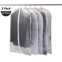 Load image into Gallery viewer, 5pcs/set Transparent Clothing Covers Garment Suit Dress Jacket Clothes Coat Dustproof Cover Protector Travel Bag Dust Cover