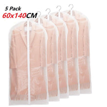 Load image into Gallery viewer, 5pcs/set Transparent Clothing Covers Garment Suit Dress Jacket Clothes Coat Dustproof Cover Protector Travel Bag Dust Cover