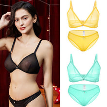 Load image into Gallery viewer, Varsbaby Sexy Ladies See-through Plus Size Bra Low Waist Panties 2Pcs