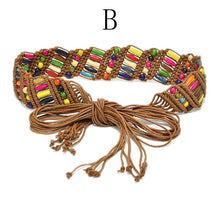 Load image into Gallery viewer, 1PC Casual Women Braided Belt Wooden Bead Waistband Tassels Rope Ethnic Colourful Fashion