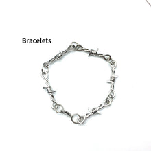 Load image into Gallery viewer, 2pcs/Set Hip Hop Men and Women's Jewelry Set Iron Thorns Hip Hop Gothic Punk Iron Wire Collar Men's and Women's Necklaces Bracelet