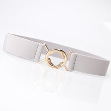 Load image into Gallery viewer, Ladies Solid Color Elastic Belt Gold Round Buckle Belt Fashion Belt Dress Jacket
