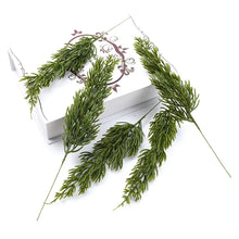 Load image into Gallery viewer, 6Pcs Green Pine Christmas Leaves Decorations for Home Plastic Vases for Wedding Decorative Flowers Wreaths Diy Artificial Plants