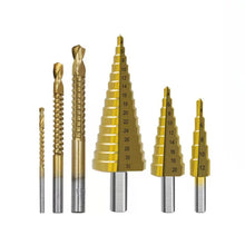 Load image into Gallery viewer, 6Pcs Step Drill Bit Saw Drill Bit Set Titanium Milling Cutter 4-12 4-20 4-32mm 3 6 8mm For Woodworking Metal Core Hole Opener