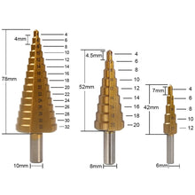 Load image into Gallery viewer, 6Pcs Step Drill Bit Saw Drill Bit Set Titanium Milling Cutter 4-12 4-20 4-32mm 3 6 8mm For Woodworking Metal Core Hole Opener