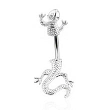 Load image into Gallery viewer, Gecko Snake Belly Button Ring CZ Crystal Surgical Steel Navel Rings 14g Piercing Body Jewelry