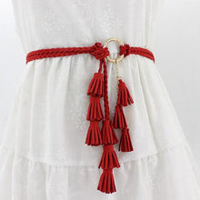 Load image into Gallery viewer, Fashion Women Solid Color Braided Tassel Belt Boho Girls Thin Waist Rope Knit Belts for Dress Waistbands Accessories