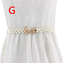 Load image into Gallery viewer, Women Chain Dress Belt Elegant Ladies Waistband Pearl Beads Elastic Belt Waist White Belt Stretchy