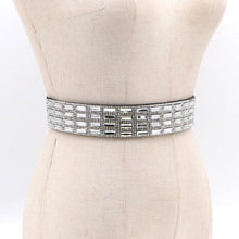 Load image into Gallery viewer, Women Waist Belt Fashion Rhinestone Inlaid Elastic Shiny Female Dresses Coat Shirt Wide Waistband