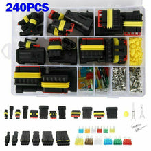 Load image into Gallery viewer, 708/408/382/352/240/296/194/15pcs 1-6Pins HID Waterproof Connectors Car Marine Seal Electrical Wire Connector Plug Truck Harness