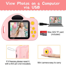 Load image into Gallery viewer, Kids Camera Toys for Age 3-9 Girls 1080P IPS 2 inch HD Birthday Toys Toddler Children Camera for 3 4 5 6 7 8 9 Year Old Girls with 32G SD Card