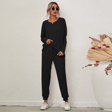 Load image into Gallery viewer, Women's Home Pajamas Set Long Sleeve Round Collar Tops + Trousers Two Piece Sets Ladies Casual Suits