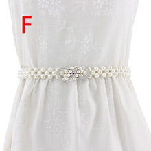 Load image into Gallery viewer, Women Chain Dress Belt Elegant Ladies Waistband Pearl Beads Elastic Belt Waist White Belt Stretchy